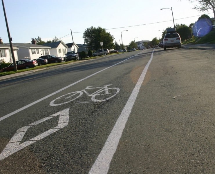 Bike lanes on Canada Drive in St. John's, circa 2015.